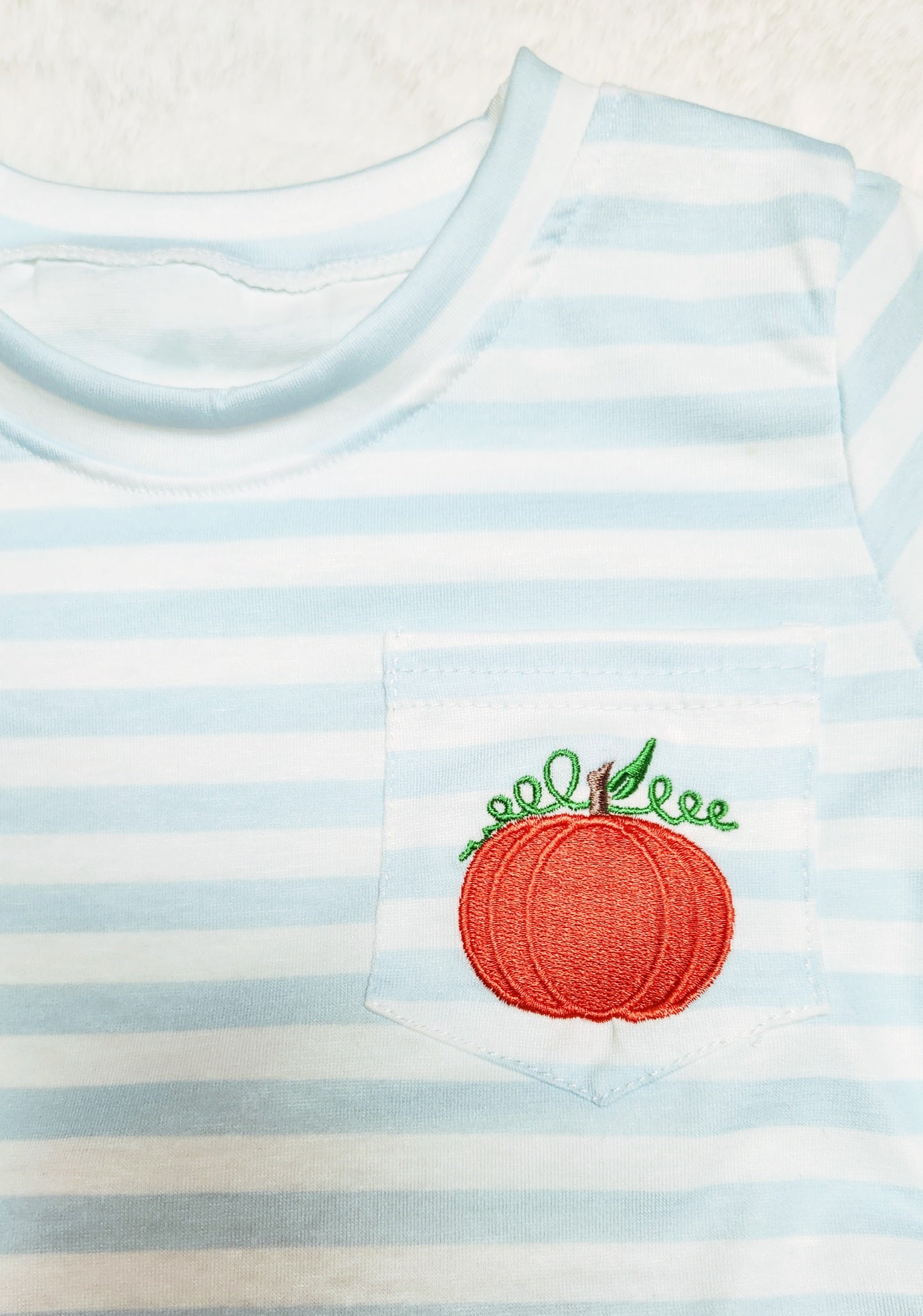 Blue Striped Embroidered Pumpkin Pant Set