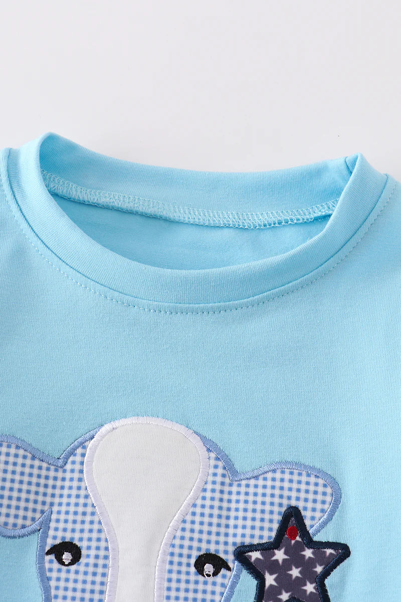 Blue Patriotic Cow with American Star Shirt