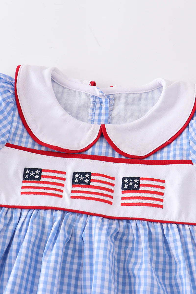 Patriotic American Flag Applique Short Set