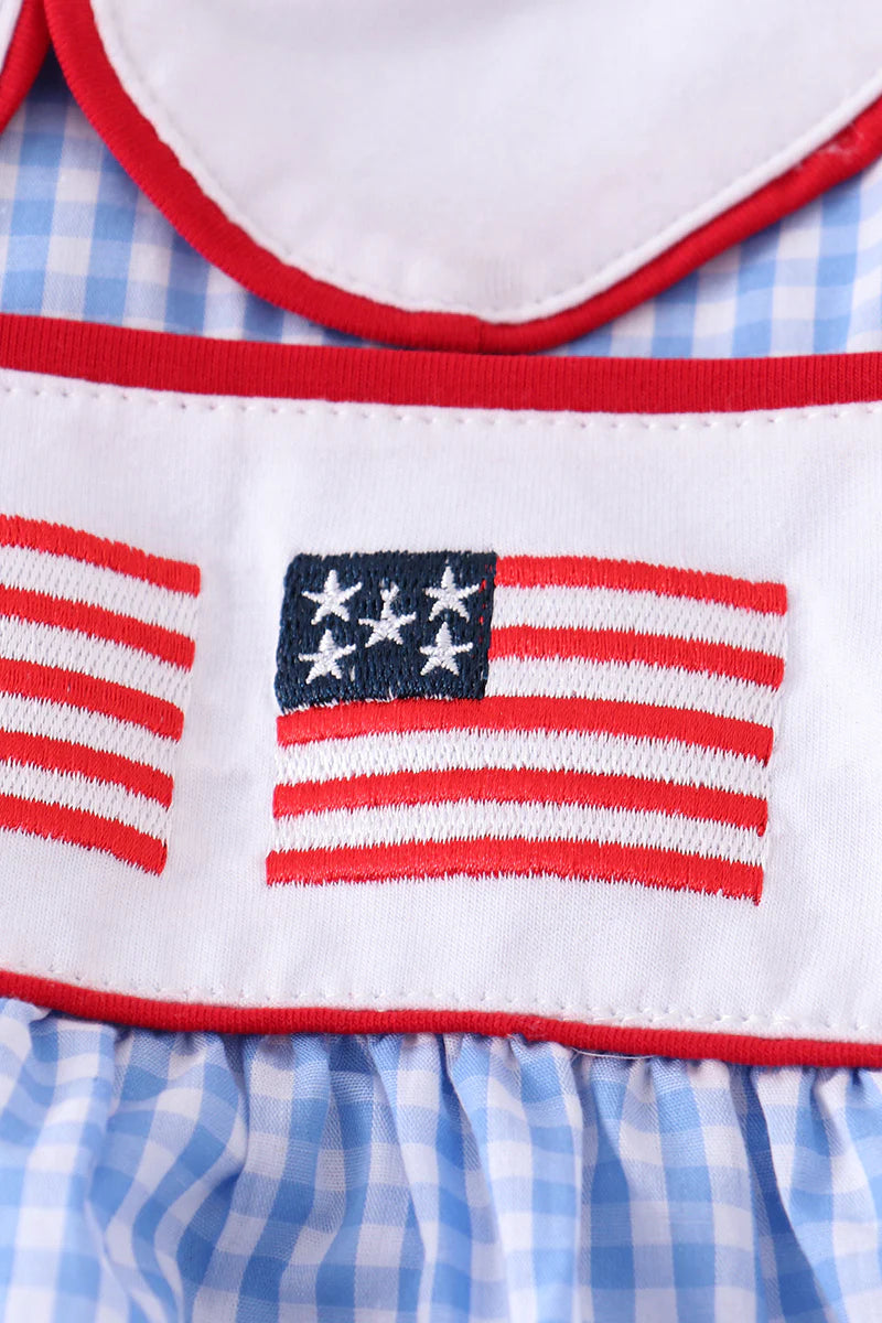 Patriotic American Flag Applique Short Set
