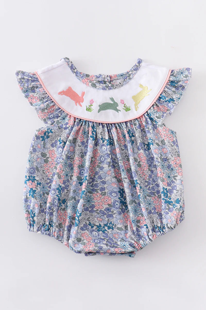 Floral Print with Pastel Bunnies Bubble