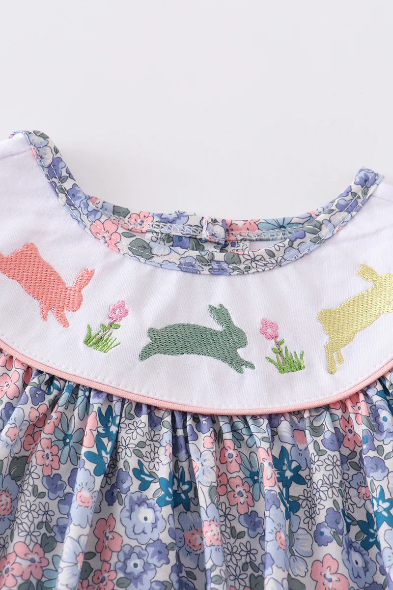 Floral Print with Pastel Bunnies Bubble