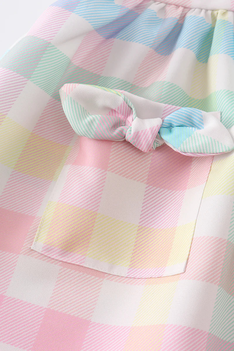 Pastel Plaid Button Dress with Pockets
