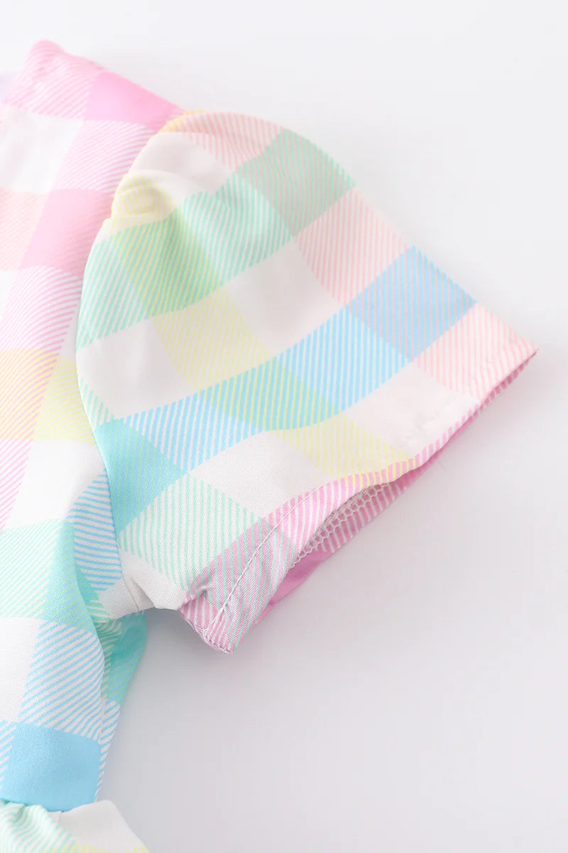 Pastel Plaid Button Dress with Pockets