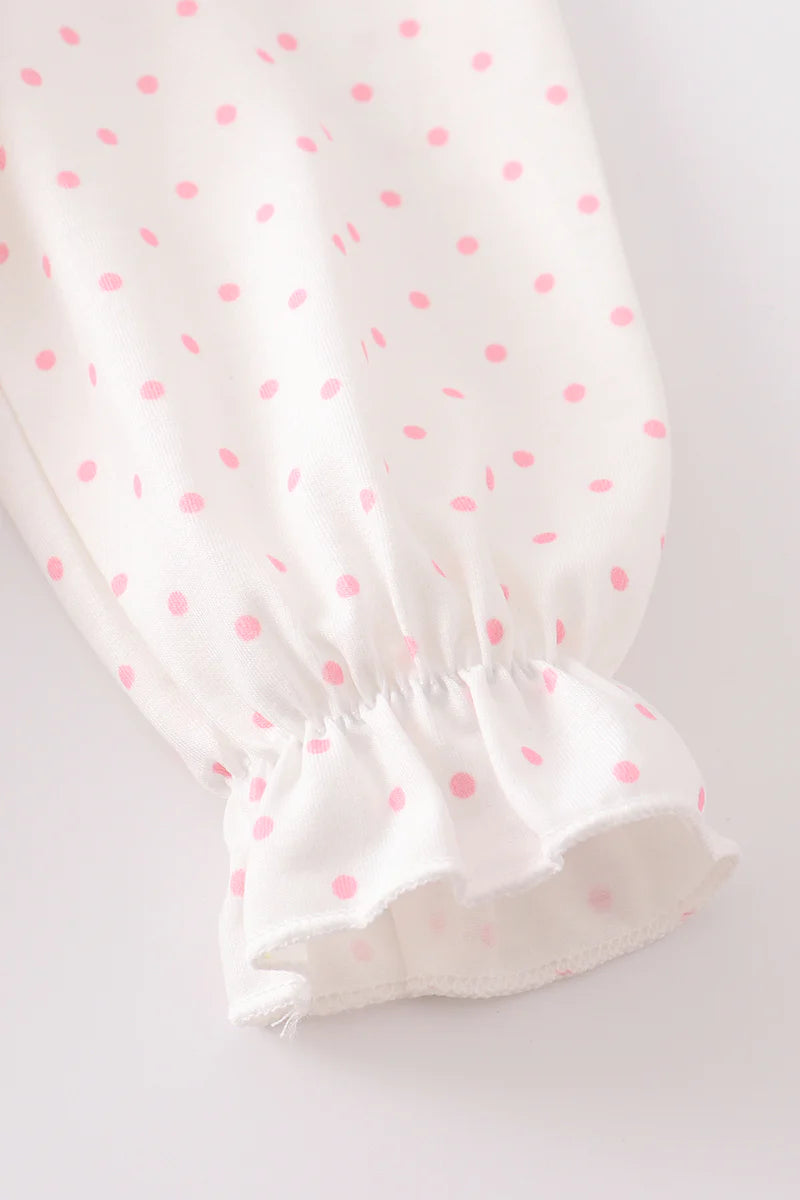Pink Polka Dot Christmas Tree Ruffle Pant Set
