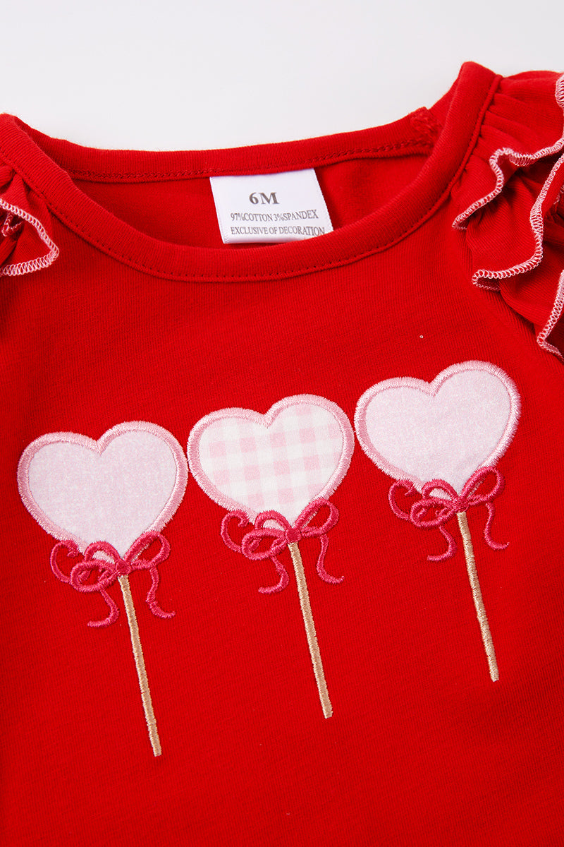 Lollipop Heart Applique Ruffle Romper