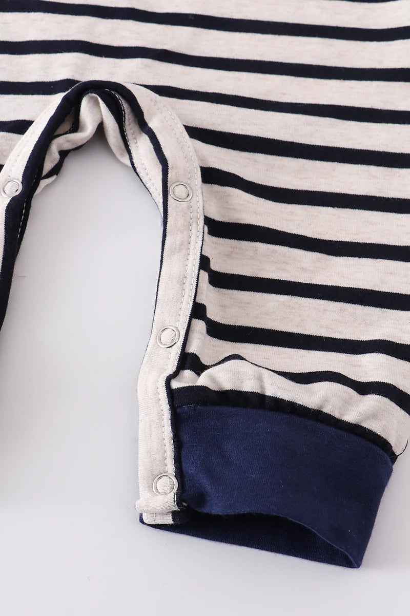 Striped Rocket with Hearts Applique Romper