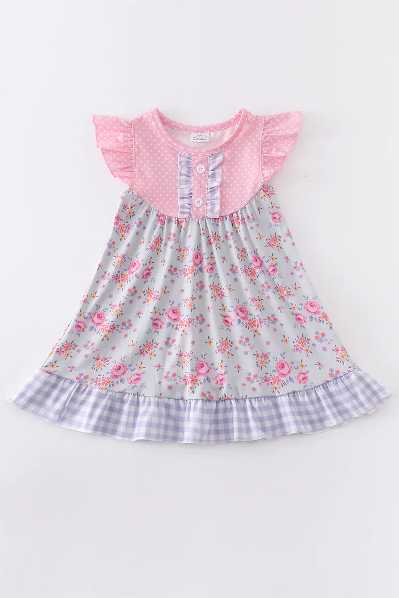 Pink Floral Dress Paired with Polka Dots