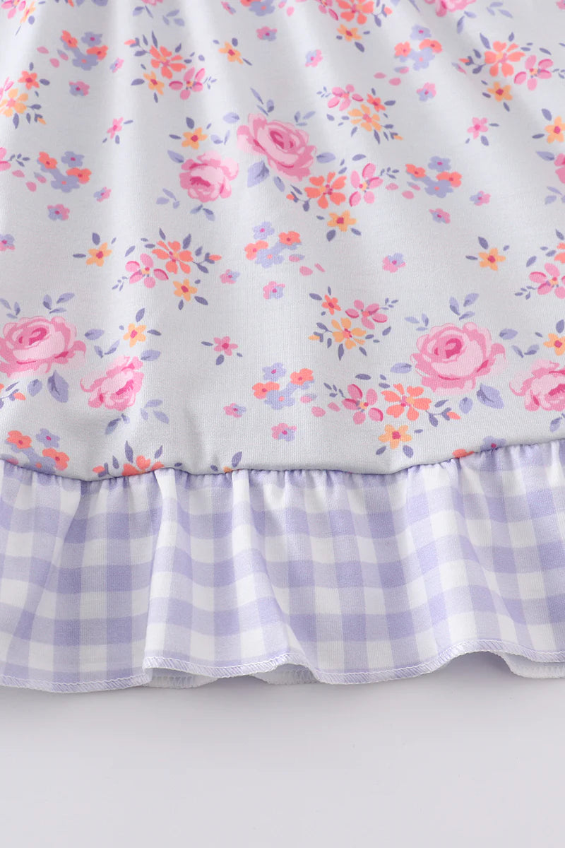 Pink Floral Dress Paired with Polka Dots