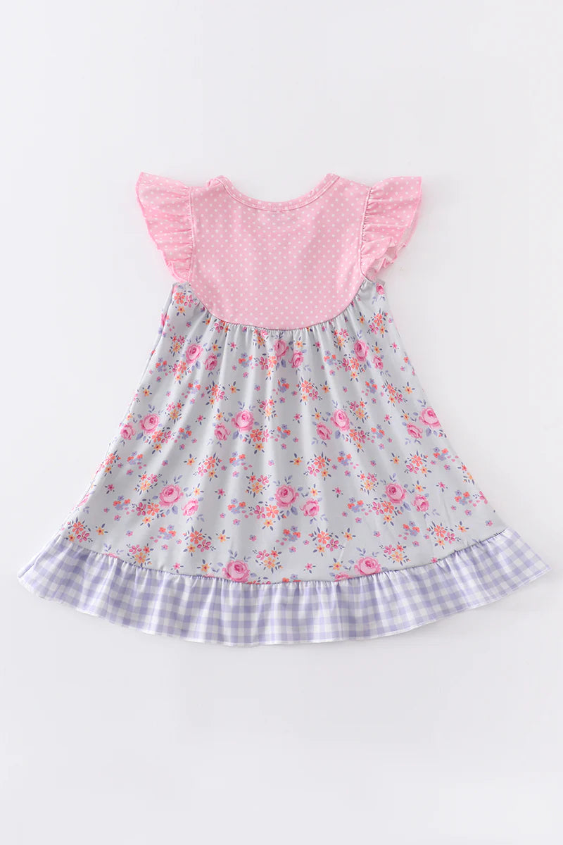 Pink Floral Dress Paired with Polka Dots