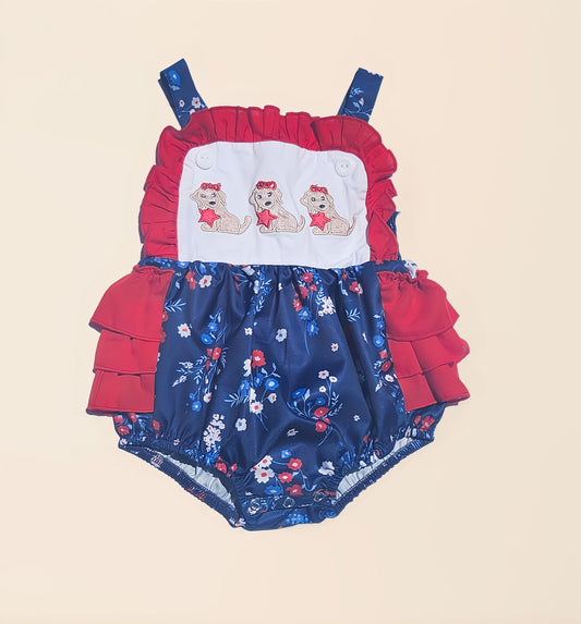 Patriotic Puppy Dog Ruffle Romper