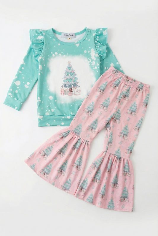 Pastel Classic Christmas Bell Bottom Pants Set
