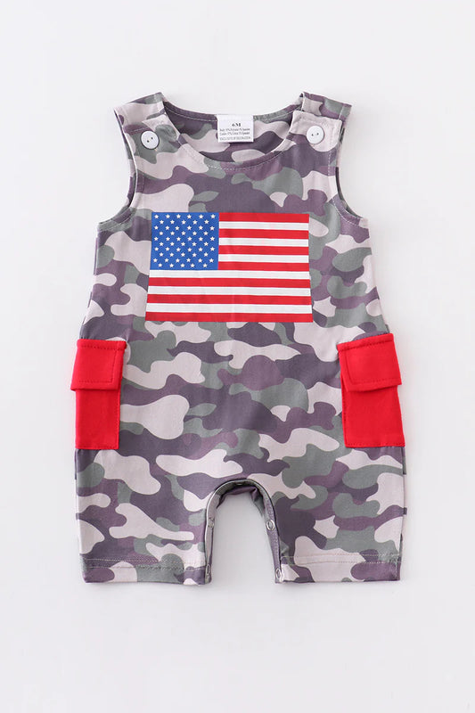 Camo American Flag Romper