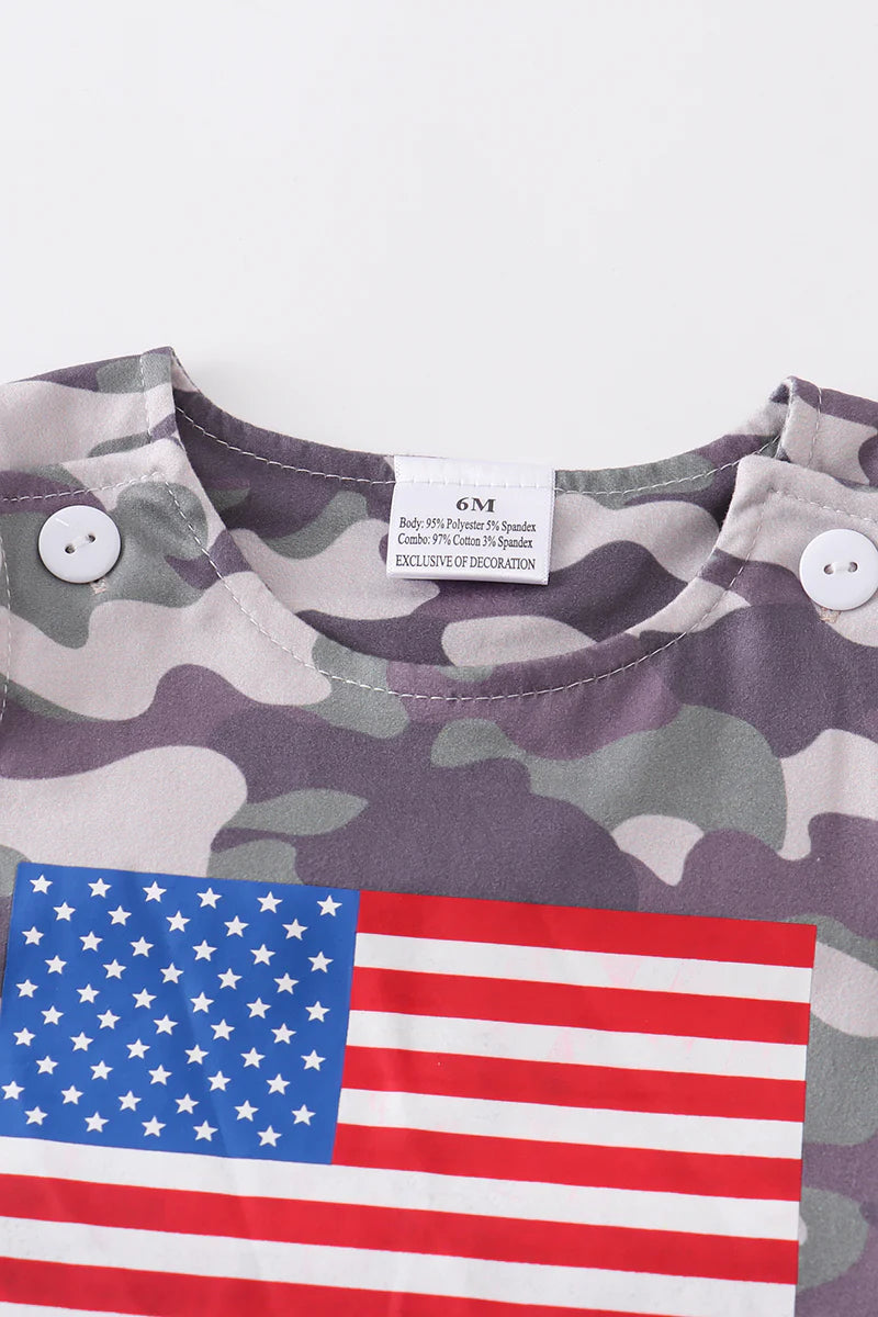 Camo American Flag Romper