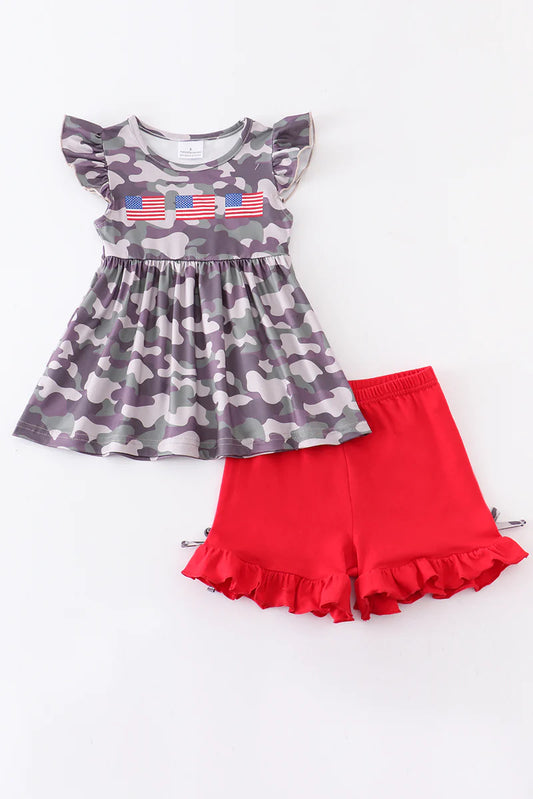 Camo American Flag Short Set