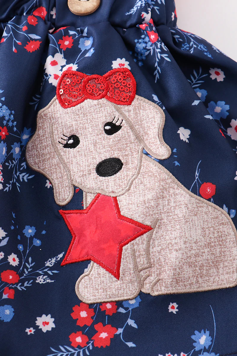 Patriotic Puppy Overall Dress Set