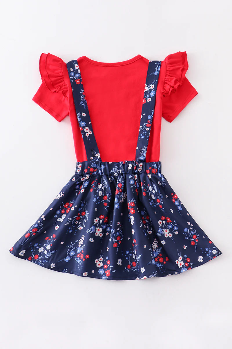 Patriotic Puppy Overall Dress Set