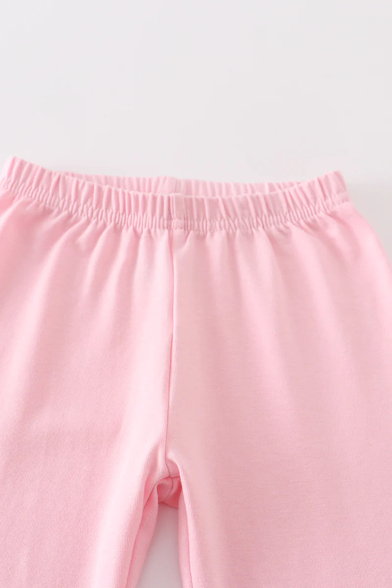 Pink Polka Dot Christmas Tree Ruffle Pant Set