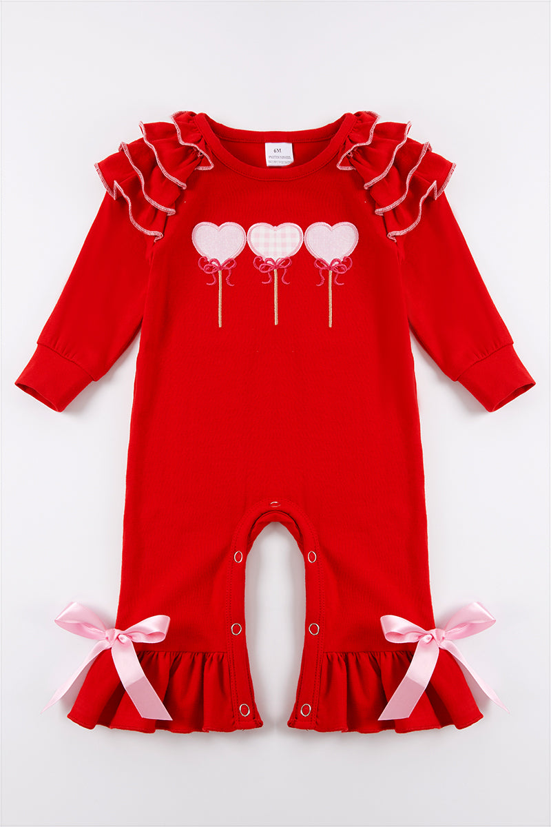 Lollipop Heart Applique Ruffle Romper