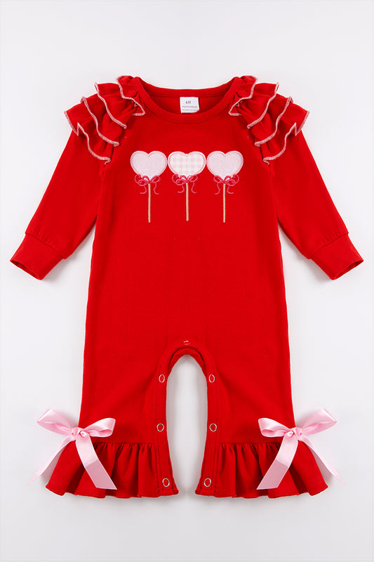 Lollipop Heart Applique Ruffle Romper