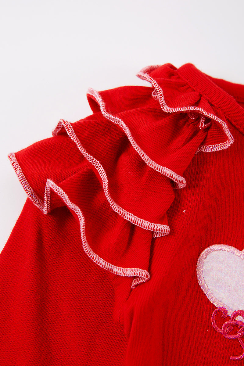 Lollipop Heart Applique Ruffle Romper