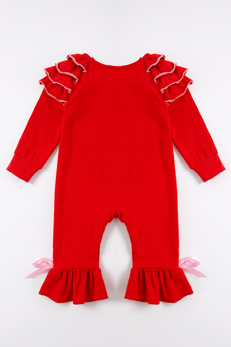 Lollipop Heart Applique Ruffle Romper