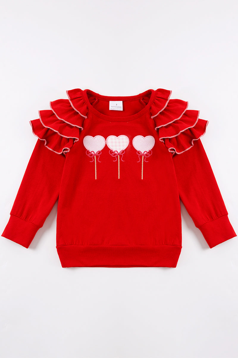 Lollipop Heart Applique Ruffle Top