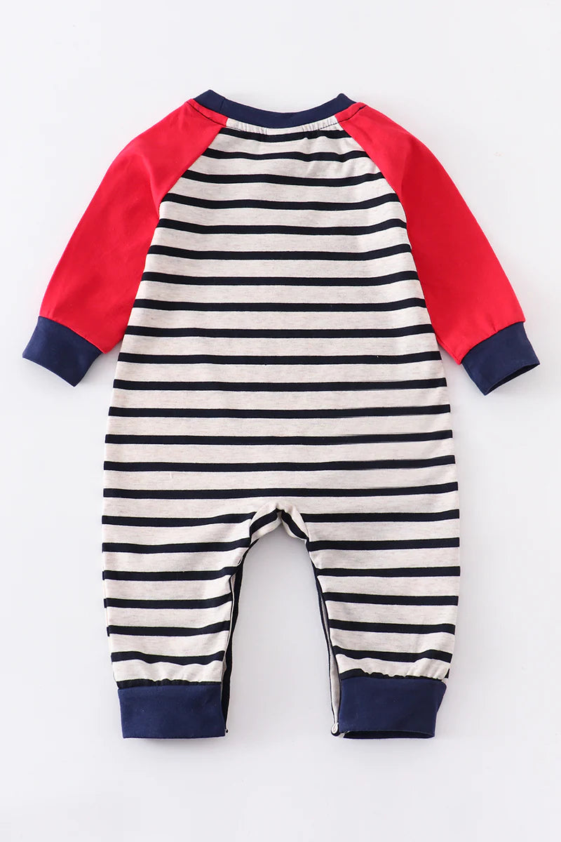 Striped Rocket with Hearts Applique Romper