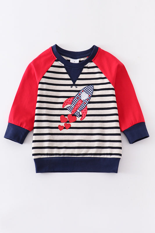 Striped Rocket with Hearts Top