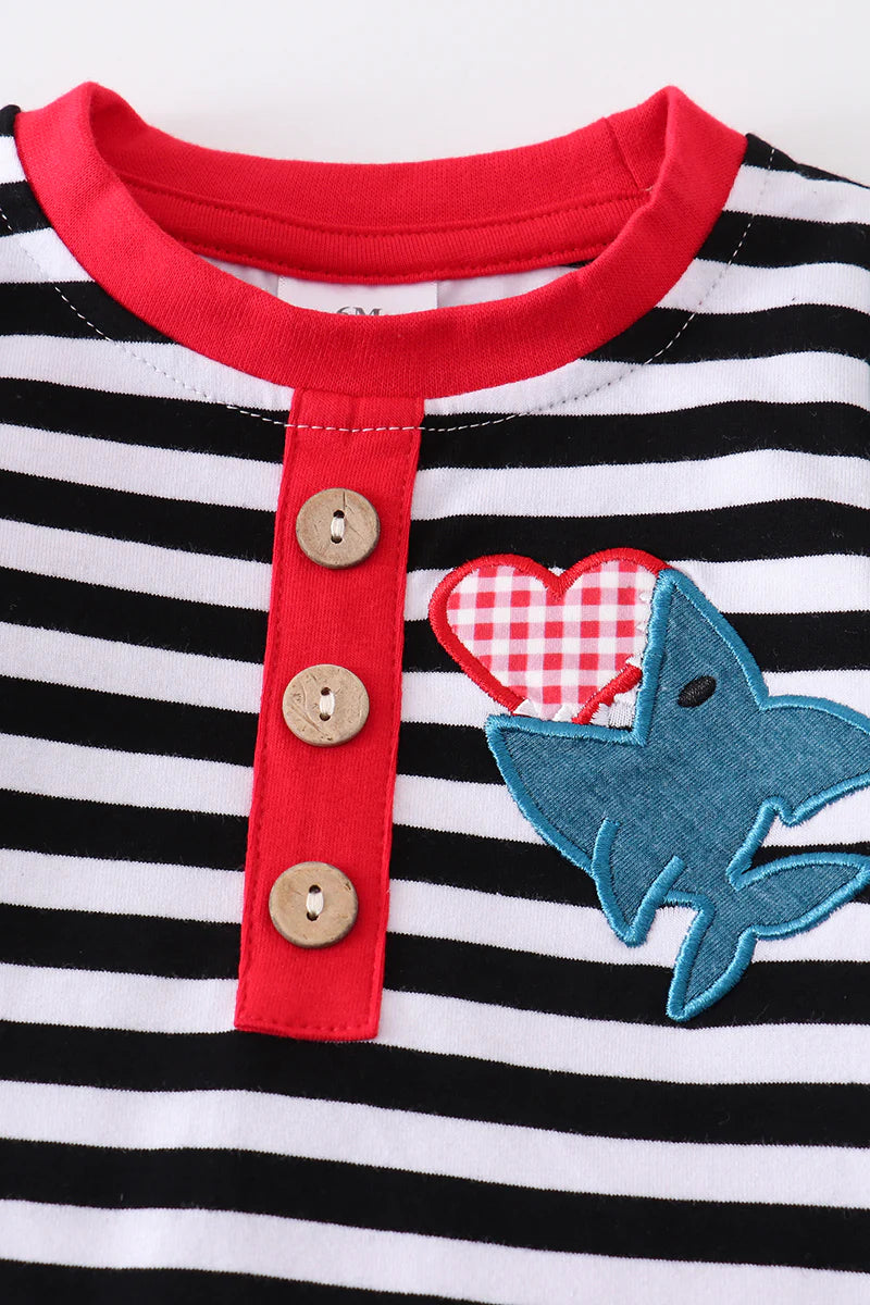 Striped Shark with Heart Romper