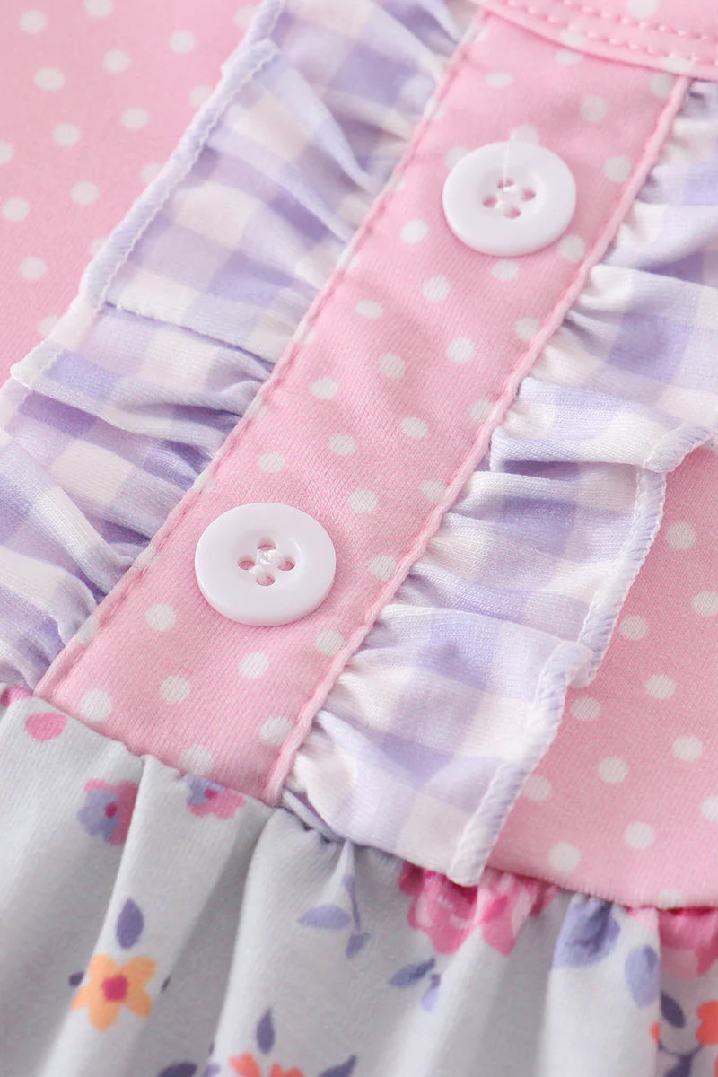 Pink Floral Dress Paired with Polka Dots